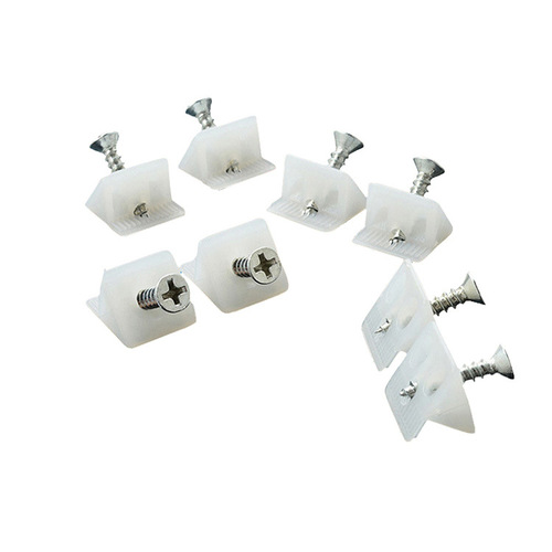 Mingke factory direct supply cabinet 45 degree beveled shelf support back panel buckle plastic small corner code with self-tapping screws