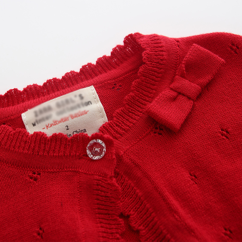 Una pieza de entrega estilo coreano bowknot chal para niños camisa de aire acondicionado para niños Chaqueta de punto para niñas de verano