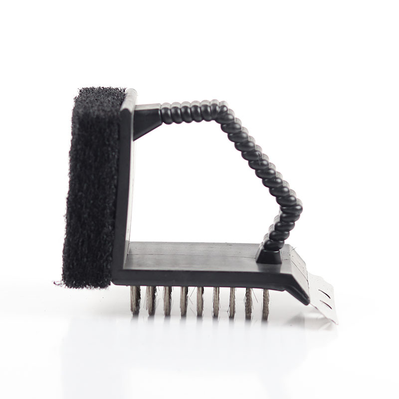 Cepillo de acero para limpieza de barbacoa Cepillo de alambre de ángulo recto tres en uno Cepillo de limpieza de horno de acero inoxidable Cepillo de alambre de hierro