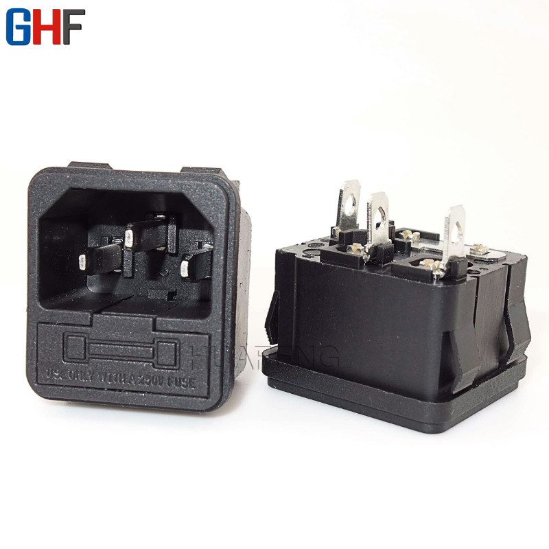 AC电源插座 品字形带保险丝管 软卡式 二合一器具插座 250V 10A