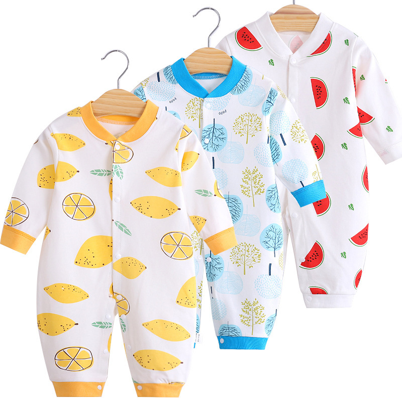 Combed Pure Cotton Printed Baby Jumpsuit Baby Long-sleeved Climbing Suit for Newborns Super Cute Haxi Baby Home Clothes