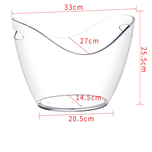 Transparent plastic medium 8L gold bar champagne barrel 8L double-layer ice bucket 6 pieces set KTV beer barrel wine ice grain bucket