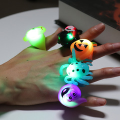 Halloween small gifts gift party finger light glowing toy pumpkin skeleton head pumpkin bat ring