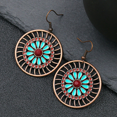 Cross-border Amazon popular earrings multi-piece set European and American handmade round hollow earrings love accessories
