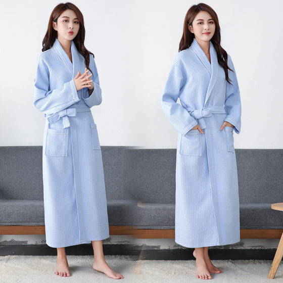 Waffles bathrobe men and women couples nightgown hotel bathrobe cotton large size Spring and Autumn bathrobe wholesale a generation of hair