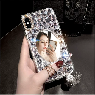 iphone17/16pro手机壳女苹果14全包硅胶15镶钻镜子透明流苏适用12