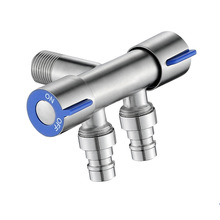 三通不锈钢角阀一进二出304阀门一分二带双开关双出水马桶分水器