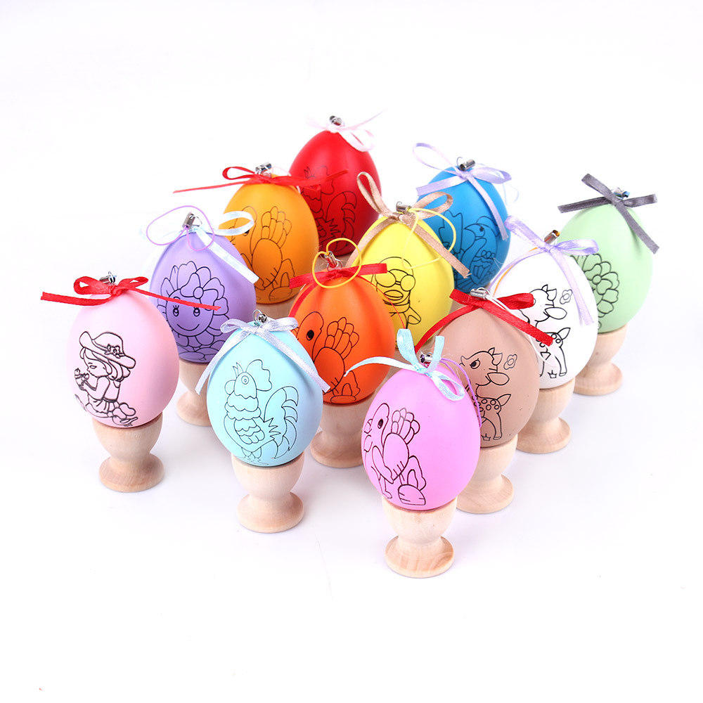 Colorido huevo bricolaje hecho a mano de Pascua de plástico cáscara de huevo simulación pintura a mano bola pintada