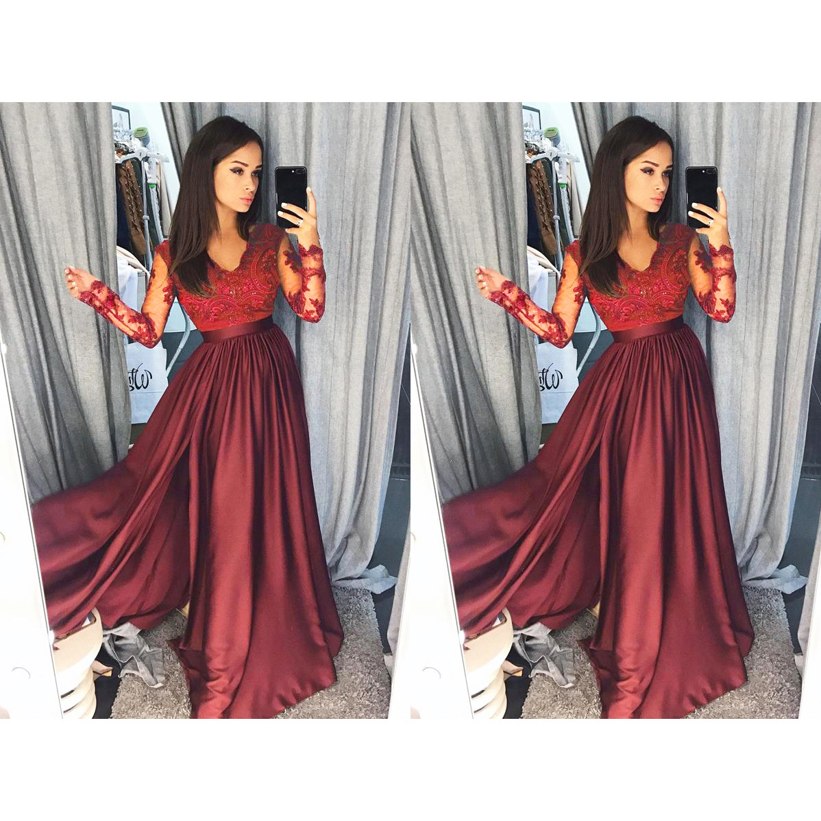 2019 europeo y americano transfronterizo Comercio exterior wishebay popular sexy profundo V encaje primavera y verano moda vestido de noche vestido image 5
