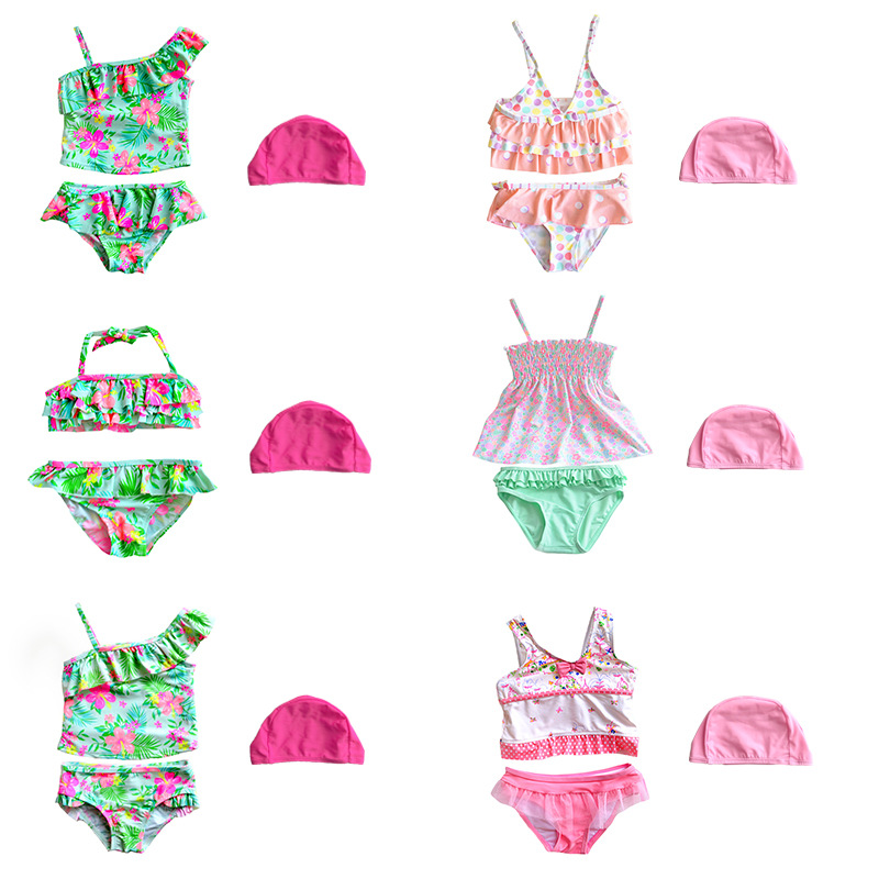 Children's swimwear, swimming cap, cute set, 3 pieces, princess style