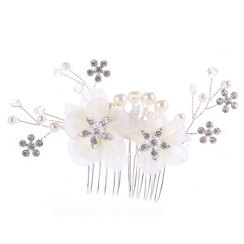 2023 nuevas mujeres perla peine del pelo blanco cristal tocado banquete updo accesorios nupcial tocado insertar peine al por mayor