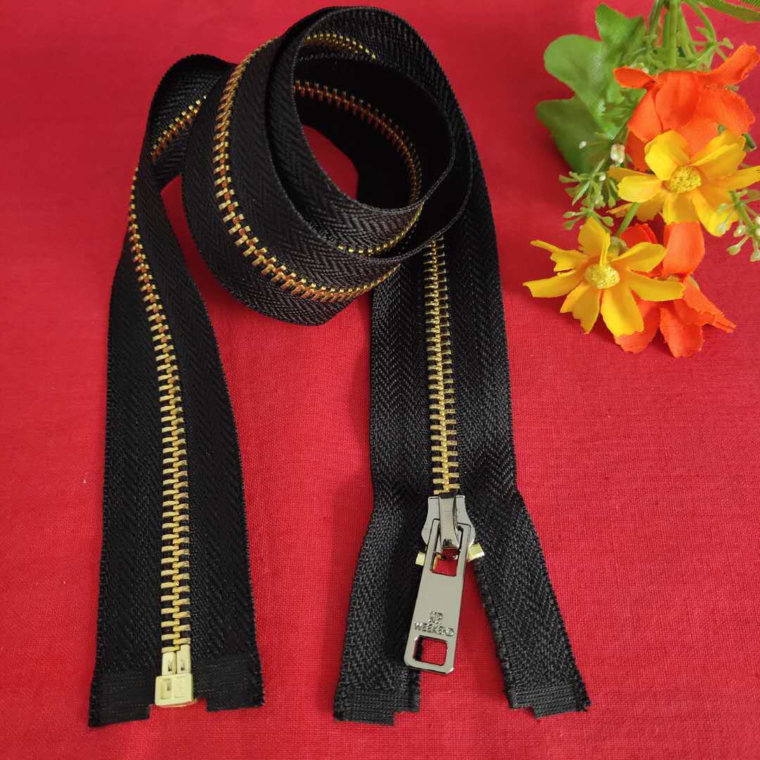 厂家批发80公分5号真铜拉链 开尾拉链 服饰拉链 金属拉链