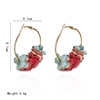 Fashionable cloth, earrings, cute universal pendant, Korean style, flowered, simple and elegant design, floral print