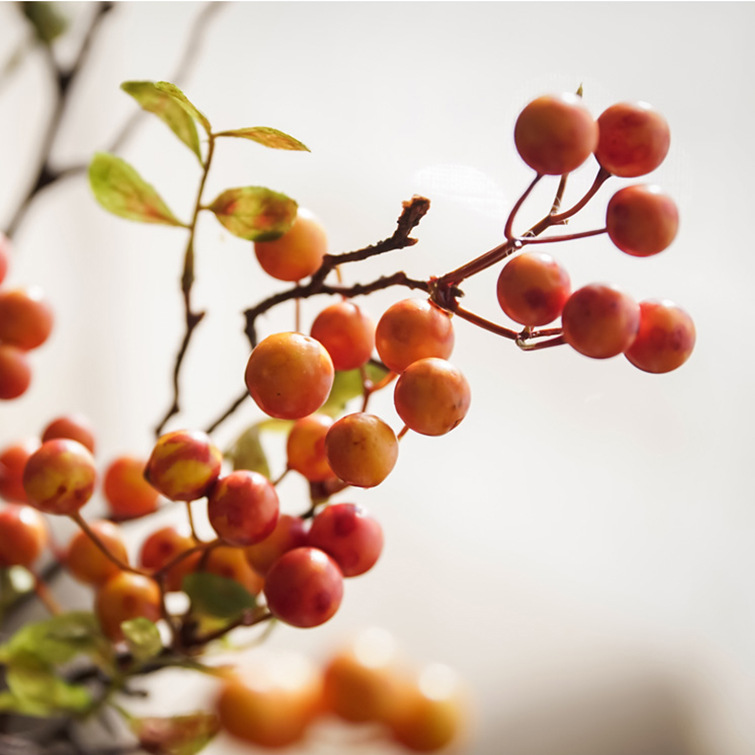 En stock fortuna fruta hogar interior mesa de comedor simulación Holly Red Berry Lovesick Bean decoración flor artificial fruta roja