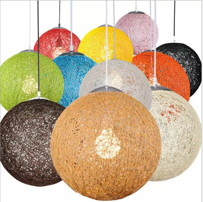 Nordic Hemp Ball Light Fujiqiu Light Creative Personality Restaurant Bar Restaurant Balcony Industrial Style Simple Rattan Chandelier
