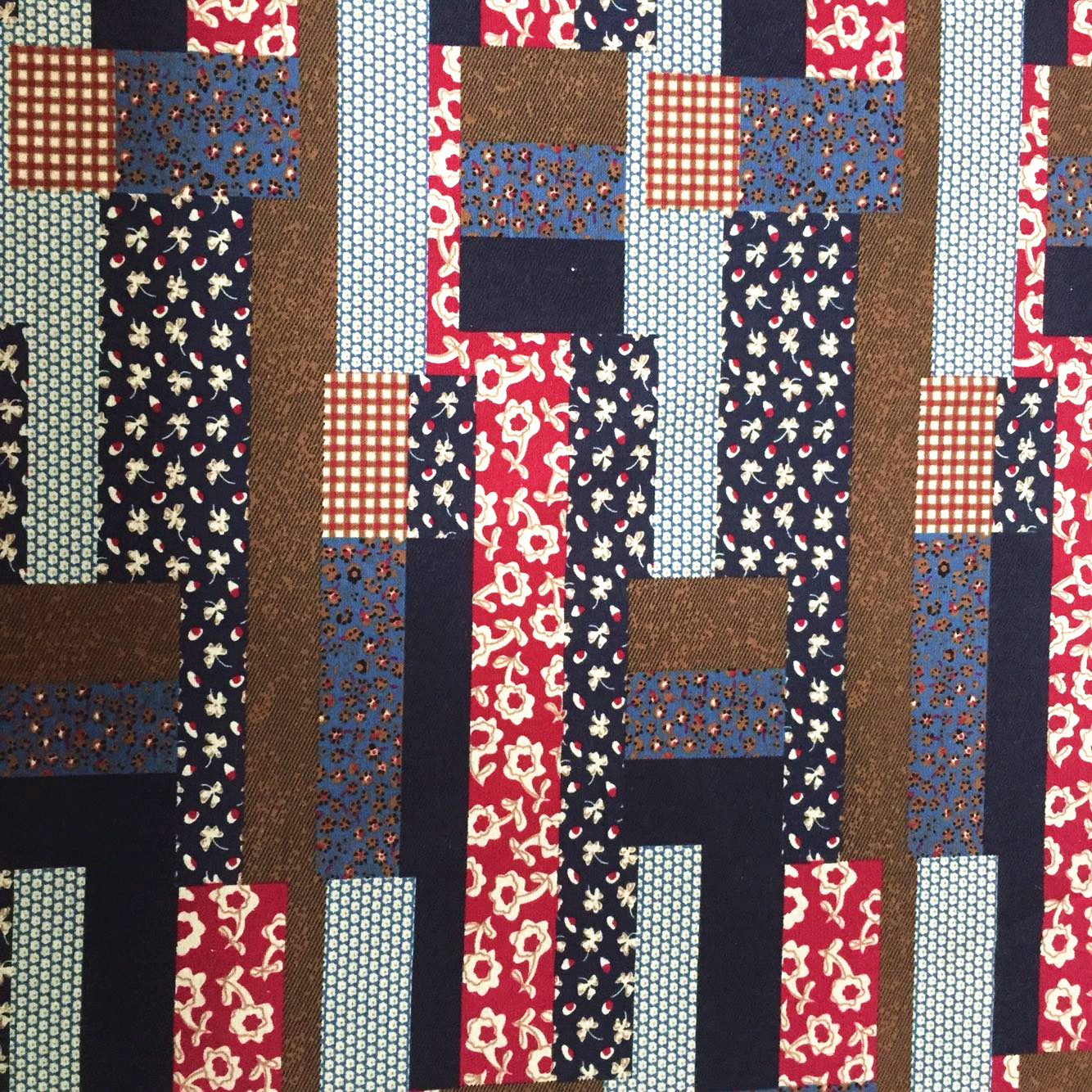 麻棉印花补丁方格子布料 春夏服装手工DIY 裙袍布料背景服装布料