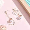 Copper zirconium, earrings, accessory from pearl, simple and elegant design, Korean style, wholesale