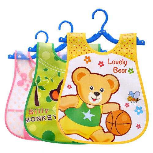 Baby three-dimensional waterproof bib saliva napkin children's baby food bag EVA food clothes hook-and-loop bib wholesale