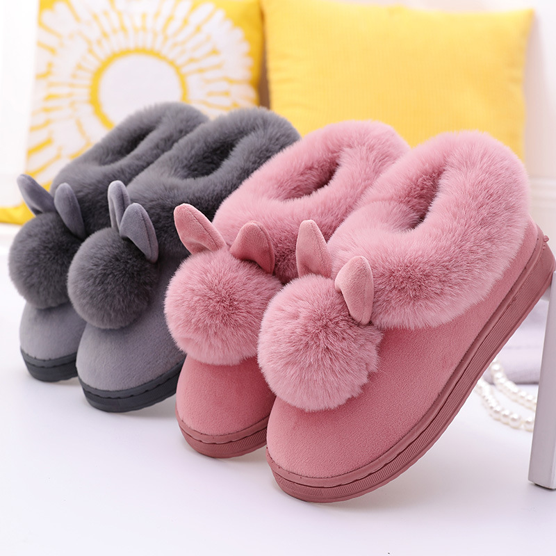 Long ear single -ball cotton shoes men and women in winter warm bag…