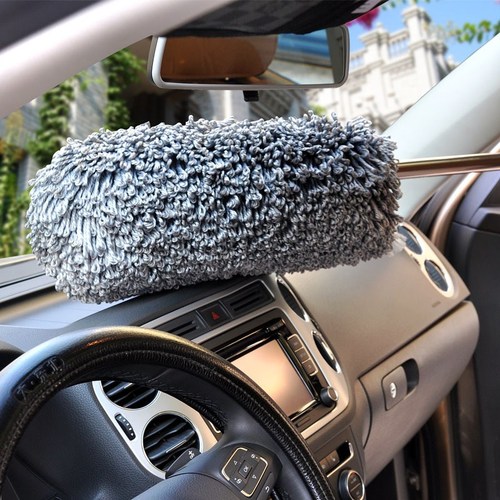 Car wash mop does not hurt the car telescopic pure cotton multi-functional household car cleaning tool dust removal brush round brush with packaging
