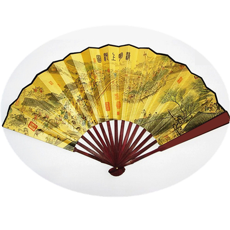 Chinese style men's folding fan scenic spot hot sale crafts men's fan silk cloth folding fan ancient style fan landscape painting 10-inch fan