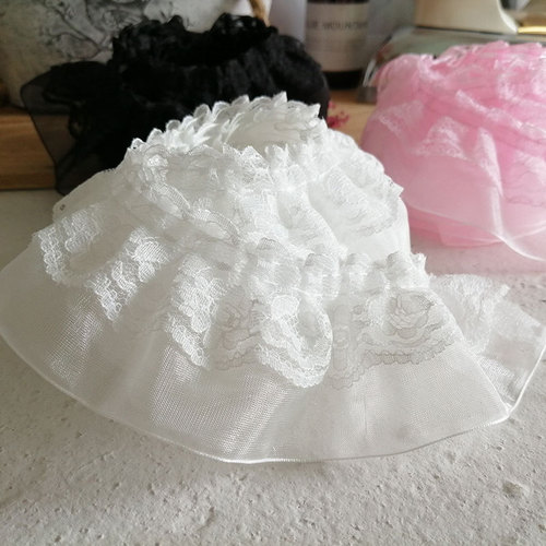 Black accordion pleat double layer lace clothing bedding curtains clothes cuff decoration pleated accessories