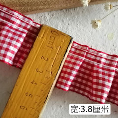 優質紅格子荷葉花邊diy帽子裙邊下擺袖口木耳邊褶皺帽子材料