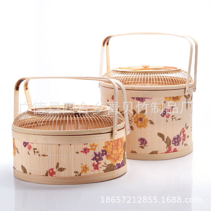 装月饼粽子的手工仿古高档竹篮子竹包装食品包装皖竹坊价格优惠