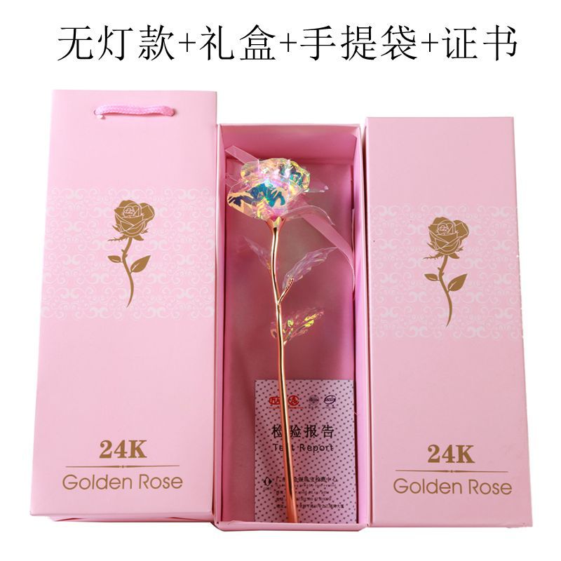 24K lámina de oro rosa luminoso de color traje de oro creativo Día DE LA Madre Día de San Valentín ramo de regalo de cumpleaños al por mayor