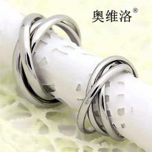 奥维洛韩版钛钢戒指三环情侣对戒钢色经典时尚KA家同款版指环潮流