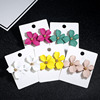 Fresh fashionable earrings, metal spray paint, European style, flowered, 5 colors