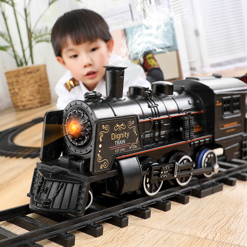 仿真电动轨道古典模型玩具高铁小火车复古蒸汽火车玩具男孩