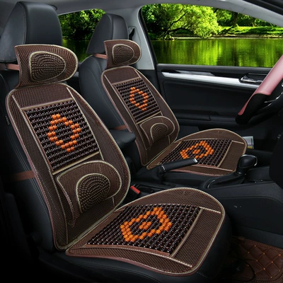 Breathable Wooden Bead Car Seat Cushions, Bamboo, Cool pad