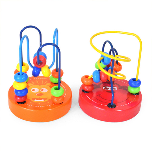 Children's small wooden bead stringing toy animal developmental baby intelligence toy 1-3 years old early childhood enlightenment exercise
