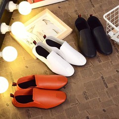 Men's Shoes 2024 New Men's Casual Shoes Men's Shoes Low-top Bean Shoes Soft Flat Leather Shoes Slip-on Loafers