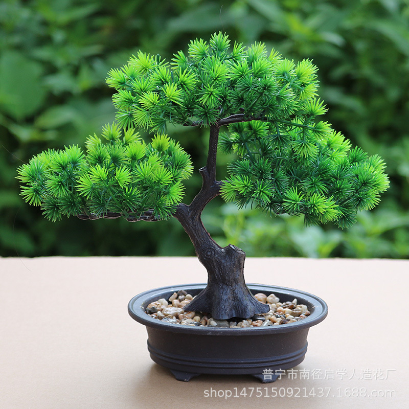 Chinese Zen Simulated Fake Pine Tree Welcoming Pine Potted Model Room Exhibition Hall Hotel Display Green Plant Bonsai Decorations