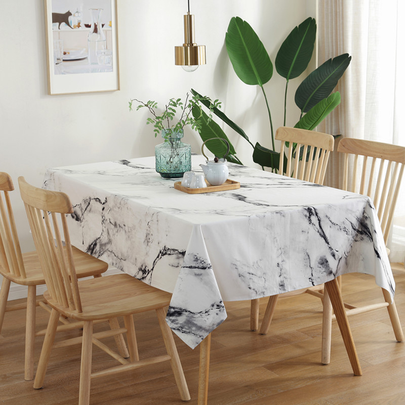 Le Xuan Show INS Simple Nordic Marble Printed Tablecloth Rectangular Dustproof Tablecloth Bedside Cover Towel