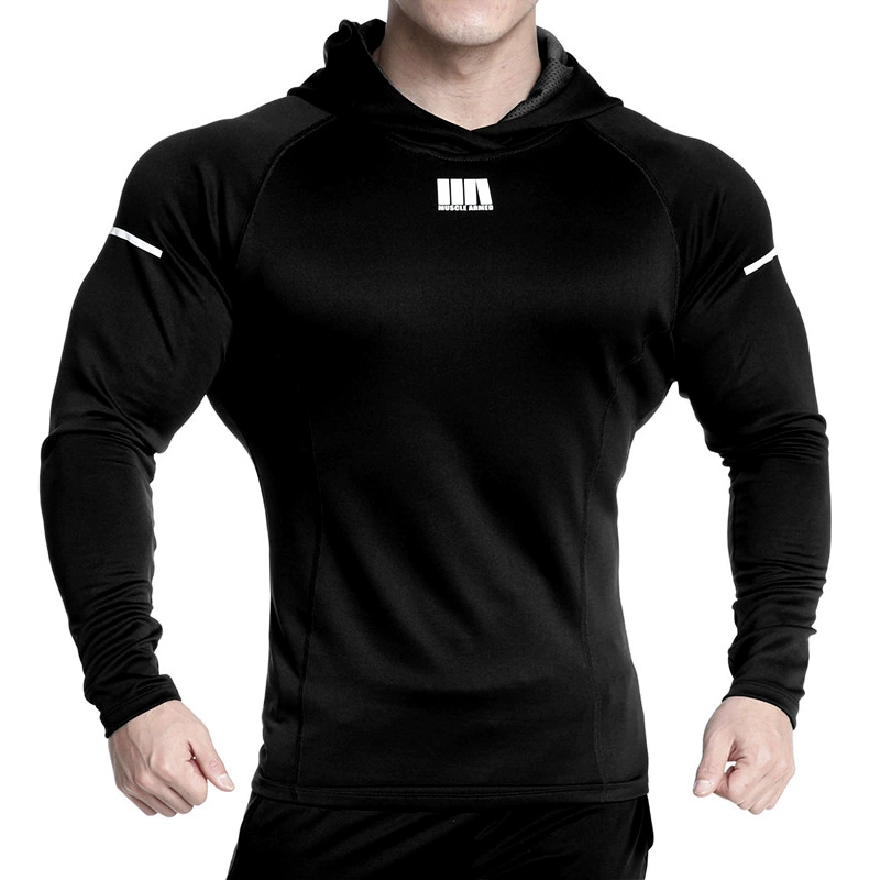 Men's sports demi-season sweatshirt for gym for leisure, high thin hoody for training, for running