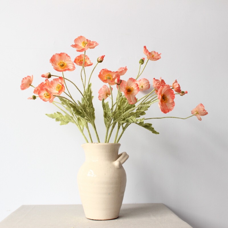 Artificial Poppy Flowers, Silk Flowers, Flocked Artificial Poppy Flowers with 4 Heads, Amazon Cross-Border Supply, Photography Decoration Floral Materials Artificial Poppy Flowers, Silk Flowers, Flocked Artificial Poppy Flowers with 4 Heads, Amazon Cross-Border Supply, Photography Decoration Floral Materials
