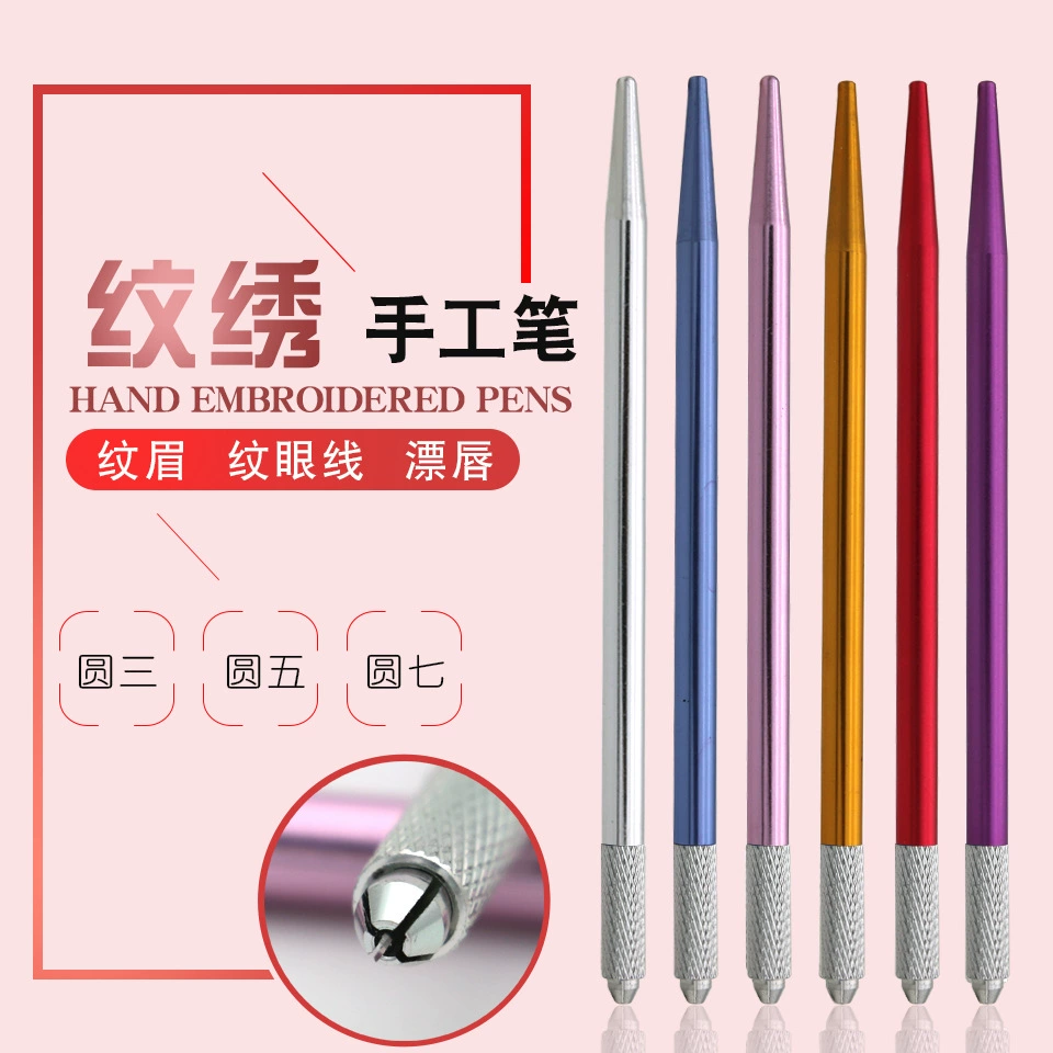Ручка для татуажа, ручка для ручного теневого нанесения, для вышивки крестиком, для татуажа бровей, красная ручка для теневого нанесения бровей, инструмент для татуажа, круглая игла для теневого нанесения, полуперманентный