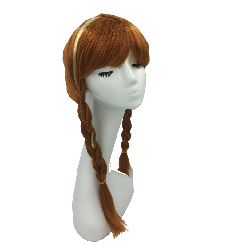 Peluca de Anna congelada en stock estilo de anime Frozen Elsa Anna princesa peluca al por mayor