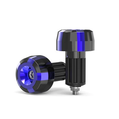 Motorcycle handle plug modification universal anti-slip ghost fire off-road vehicle faucet handlebar drop-resistant aluminum alloy handle plug (Armrest, handle, handle) - black-and-blue-1-pair