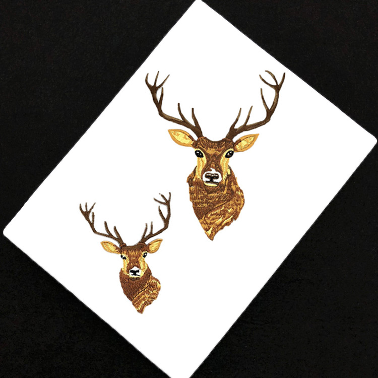 梅花鹿刺绣布贴外套装饰绣花贴小鹿DIY背胶补丁贴修饰贴厂家直供