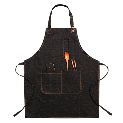 Denim apron printed barista hairdressing canvas kitchen baking men's and women's painting work clothes children's printed logo