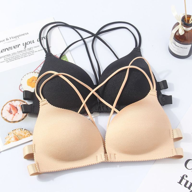 Ladies vest underwear women no steel ring bra front buckle cross beautiful back wrapped chest summer seamless sternum manufacturers direct