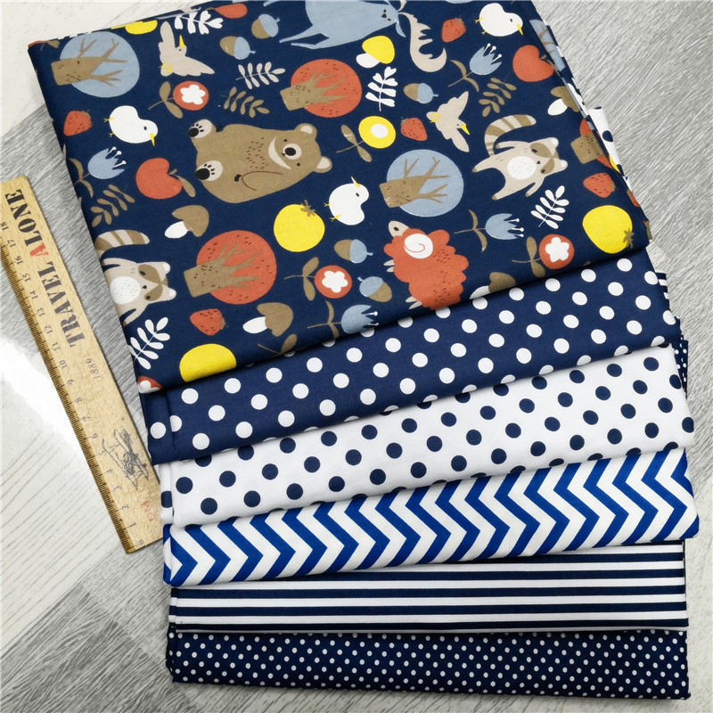 北欧卡通北极熊印花棉布儿童床上用品面料幼儿园无荧光剂全棉布料
