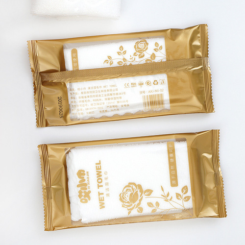 25cm fiber wet towel square towel Western restaurant seafood restaurant hotel disposable hand and mouth wet wipes advertising logo printing