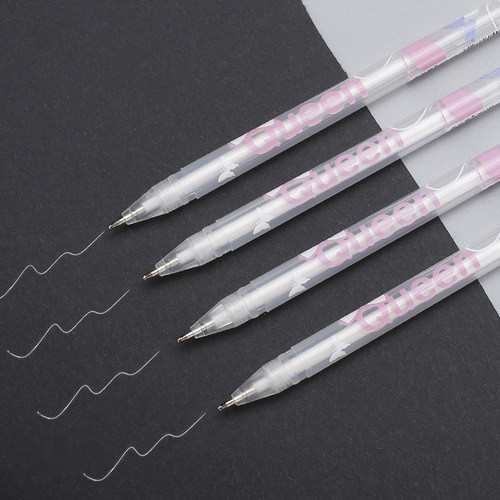 White highlight pen animation design diy creative art painting hand-painted brightening white line hook mark highlight pen