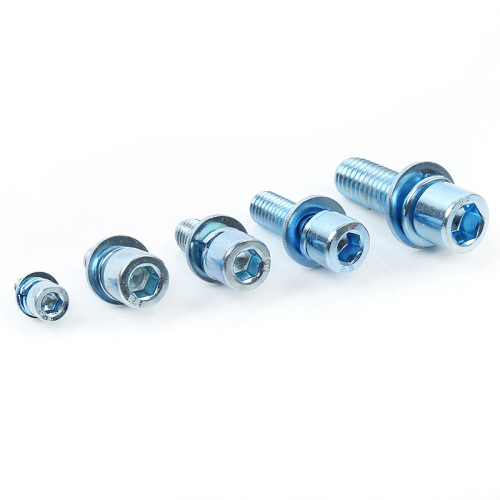 Hexagonal bolt with tapered shank, spring washer, flat washer three-piece set, galvanized M5X10 M5X12