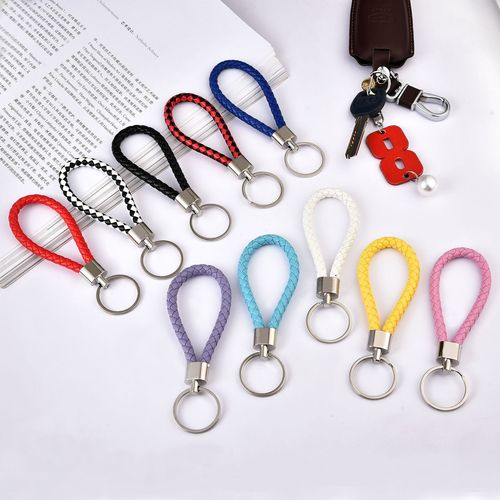 Leather rope key chain woven pu key chain pendant key chain car key chain accessories bag pendant wholesale
